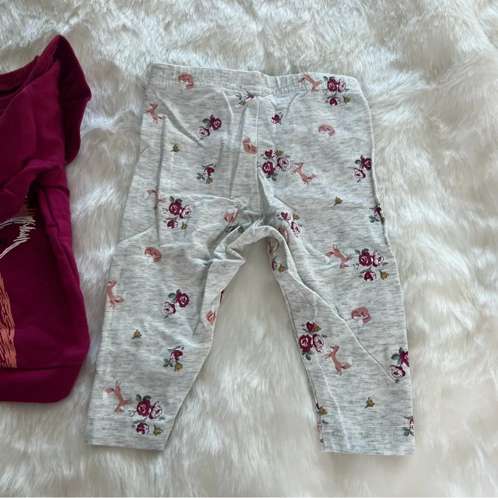 Baby 2-Piece Long-Sleeve Tee & Fox Legging Set 6‎ Months